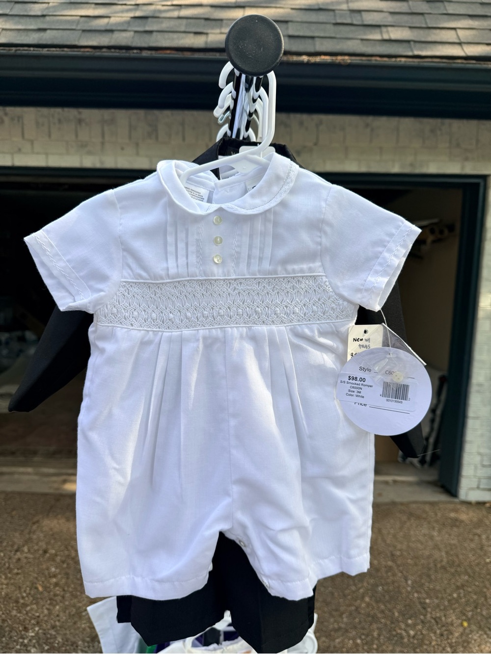 Classic White Smocked Baby One-Piece Romper